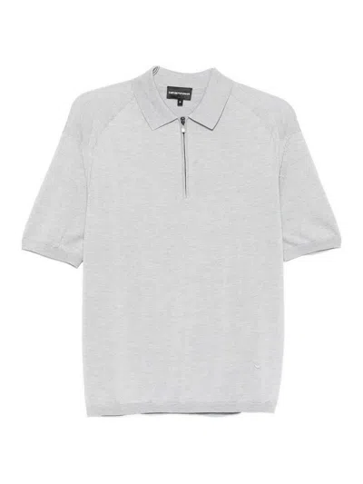Emporio Armani Wool Blend Polo Shirt In Gray