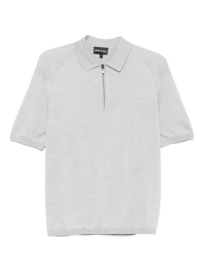 Emporio Armani Wool Blend Polo Shirt In Gray