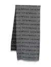 Emporio Armani Monogram-pattern Knitted Scarf In Gray
