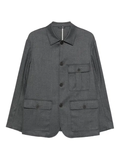 Emporio Armani Wool-blend Shirt Jacket In Gray