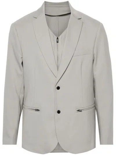 Emporio Armani Wool Blend Single-breasted Blazer Jacket In Grey