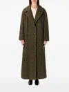 Emporio Armani Long Belted Coat Notched Lapels In Green