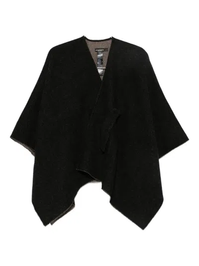 Emporio Armani Wool Cape In Black