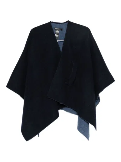 Emporio Armani Wool Cape In Blue