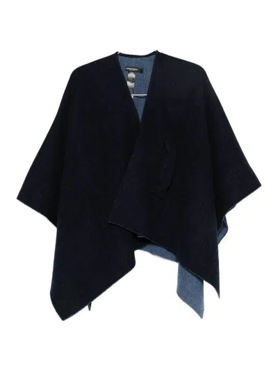 Emporio Armani Wool Cape In Blue