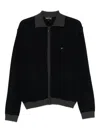 Emporio Armani Blue Ribbed-trimmed Zip-up Cardigan In Blue