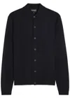 Emporio Armani Travel Essentials Plain-knit Virgin-wool Cardigan In Blue