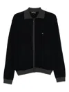 Emporio Armani Blue Ribbed-trimmed Zip-up Cardigan In Multi