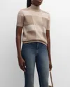 Emporio Armani Check Wool And Cashmere Sweater In Solid Medium Beige