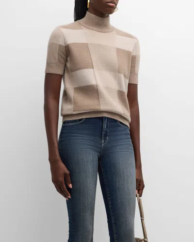 EMPORIO ARMANI WOOL-CASHMERE CHECK KNIT TOP