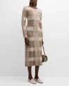 Emporio Armani Checkered Sweater Dress In Solid Medium Beige