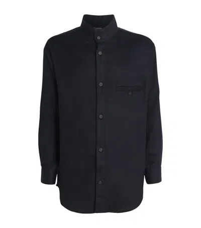Emporio Armani Wool-cashmere Shirt In Blue