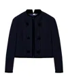 Emporio Armani Washed Wool Jacket With Velvet Trim In Blue