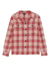 Emporio Armani Oversized Shirt In Tartan Virgin-wool Flannel In Red