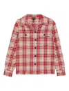 Emporio Armani Oversized Shirt In Tartan Virgin-wool Flannel In Red