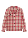 Emporio Armani Oversized Shirt In Tartan Virgin-wool Flannel In Red