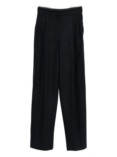 Emporio Armani Wool Checked Trousers In Black