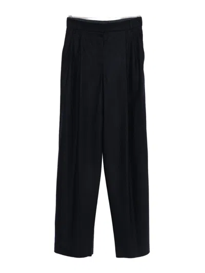 Emporio Armani Wool Checked Trousers In Blue