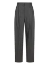 Emporio Armani Icon Wool Flannel Trousers With Pleats In Gray