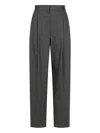 Emporio Armani Icon Wool Flannel Trousers With Pleats In Gray