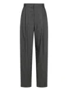 Emporio Armani Icon Wool Flannel Trousers With Pleats In Gray