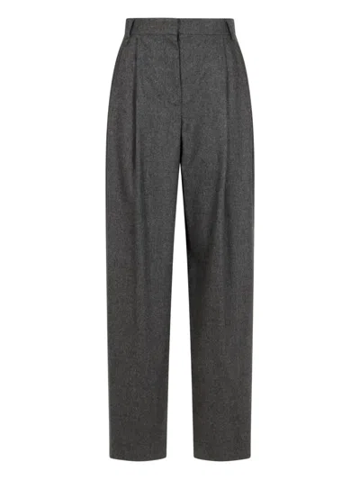 Emporio Armani Trousers Checked Wool Pleated Front In Gray