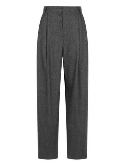 Emporio Armani Trousers Checked Wool Pleated Front In Gray