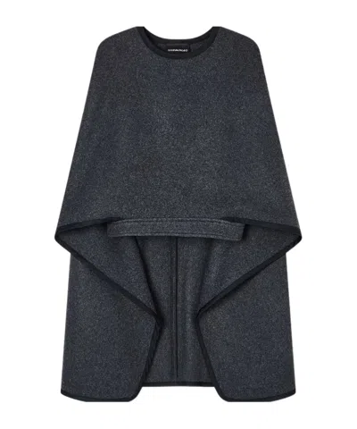 Emporio Armani Wool Cloak In Gray