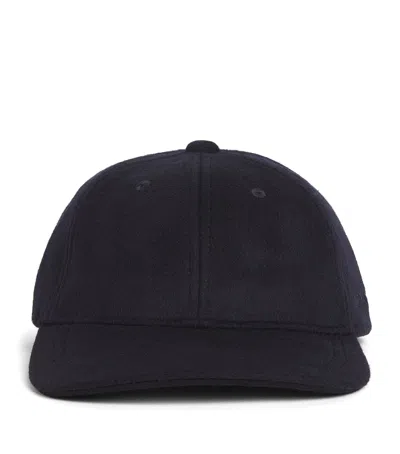 Emporio Armani Wool Cloth Baseball Cap In Blue