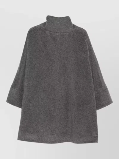 Emporio Armani Wool Coat Long Sleeves High Collar Pockets In Gray