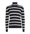 Emporio Armani Striped Ribbed Turtleneck Sweater In Blue