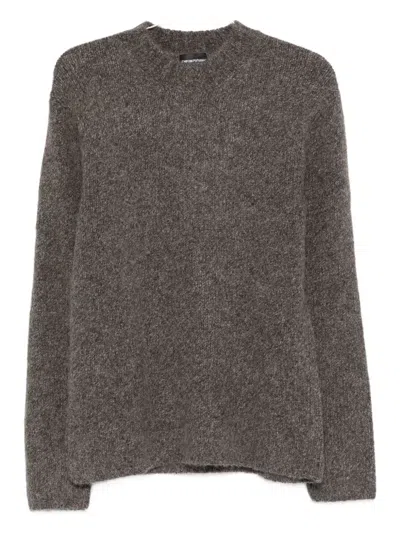 Emporio Armani Wool Crew-neck Sweater In Brown