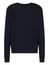 Emporio Armani Dark Blue Crewneck Logo Sweater In Black
