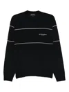 Emporio Armani Virgin-wool Jumper With Jacquard Logo In Black