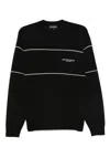 Emporio Armani Virgin-wool Jumper With Jacquard Logo In Black