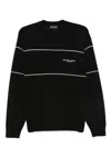 Emporio Armani Virgin-wool Jumper With Jacquard Logo In Black