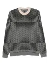 Emporio Armani Wool Crewneck Jumper With Ribbed Cuffs And Hem In Black