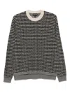 Emporio Armani Wool Crewneck Jumper With Ribbed Cuffs And Hem In Black