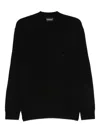 Emporio Armani Jacquard Wool And Silk Sweater In Black