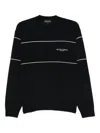 Emporio Armani Virgin-wool Jumper With Jacquard Logo In Blue