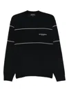 Emporio Armani Virgin-wool Jumper With Jacquard Logo In Blue