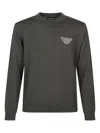 Emporio Armani Logo-embroidered Wool Sweater In Gray