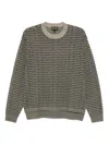 Emporio Armani Wool Crewneck Jumper With Ribbed Cuffs In Green