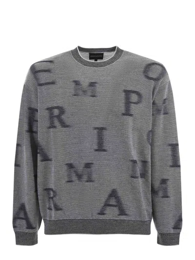 Emporio Armani Crew-neck Wool Jumper In Blue