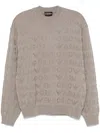 Emporio Armani Jacquard Logo Crewneck Sweater In Grey