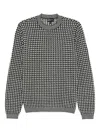 Emporio Armani Jumper Crewneck Wool Geometric Pattern In Blue