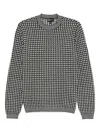 Emporio Armani Jumper Crewneck Wool Geometric Pattern In Black
