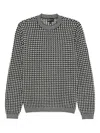 Emporio Armani Jumper Crewneck Wool Geometric Pattern In Black