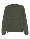 Emporio Armani Mens Squares 06k0 Embossed-pattern Crew-neck Regular-fit Wool Jumper Xxxl In Green