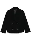 Emporio Armani Double-breasted Short Pea Coat In Virgin Wool Cavalry Twill